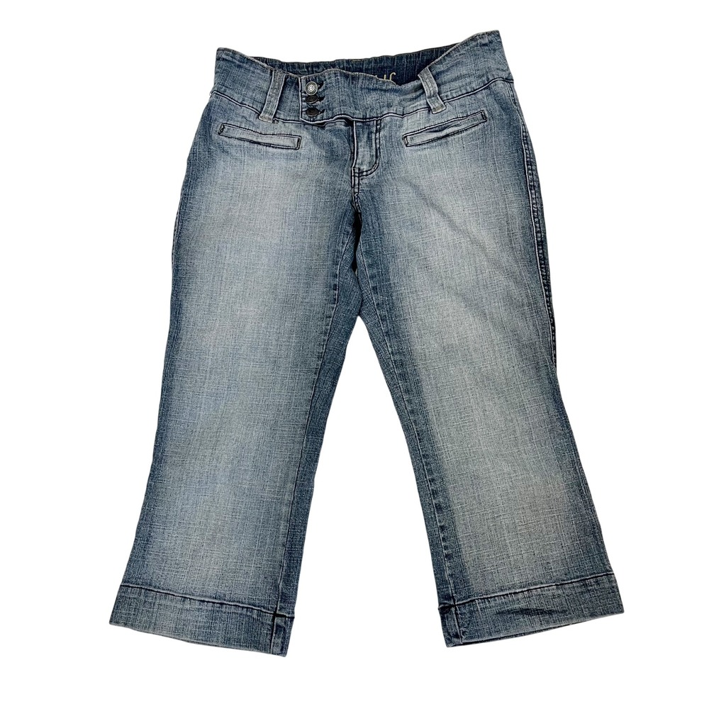 Hydraulic Vintage Y2K Low Rise Capri Jeans Light Wash Distressed Denim Size 6